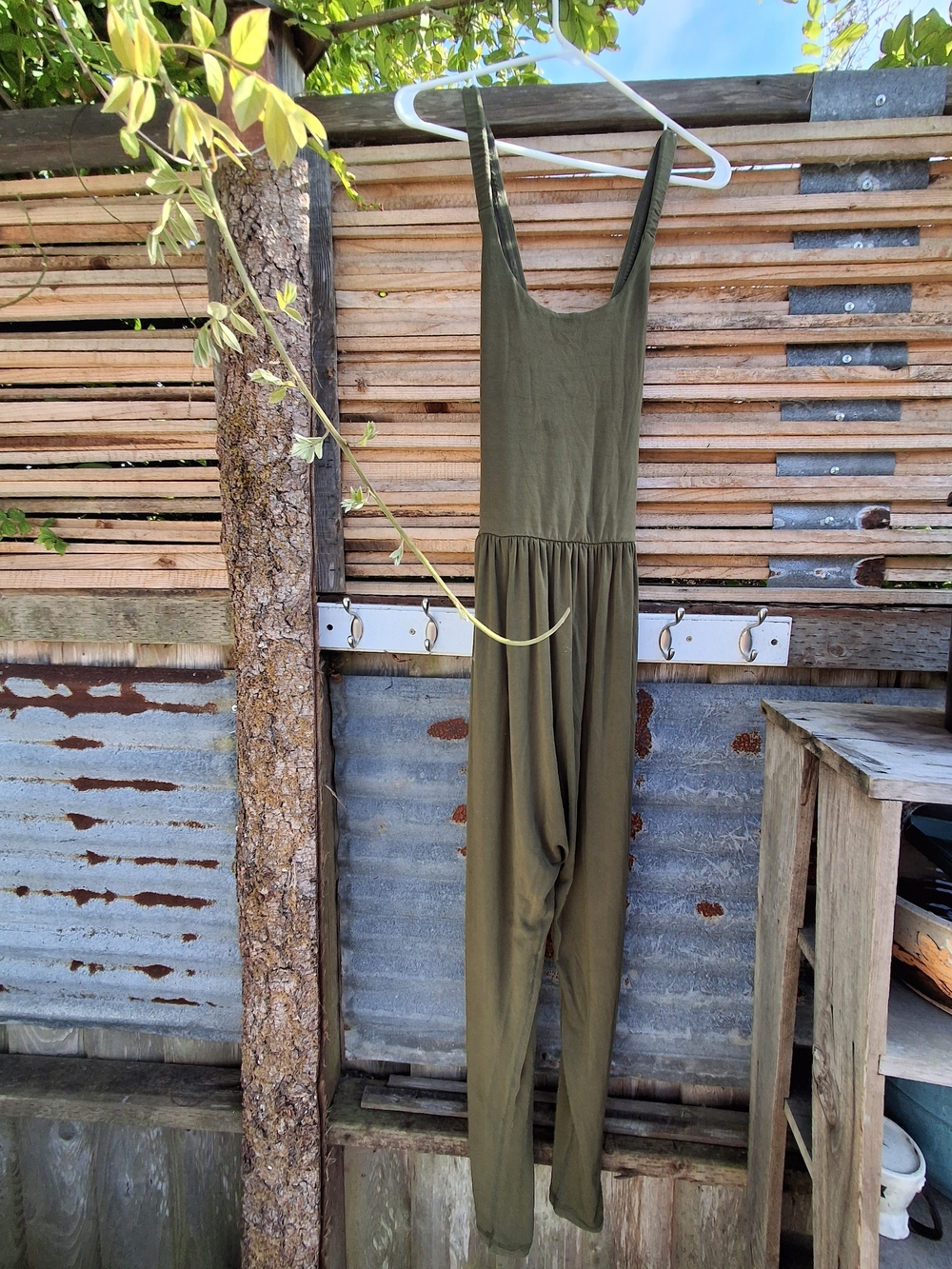 Imbodhi Olive Scoop-Neck Sleeveless Jumpsuit